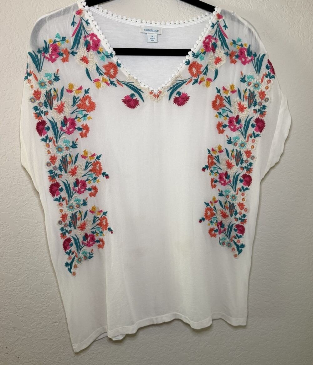 Sundance Catalog White Blouse With Front Size M - Great Layering Piece
